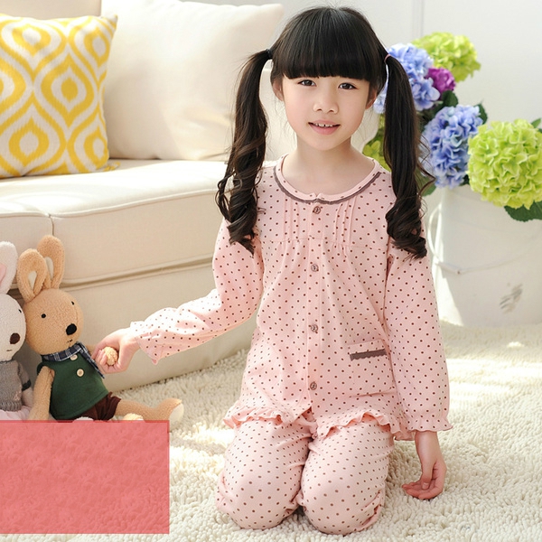 Детска пролетна пижама за момичета с О-образна яка - в 8 различни модела