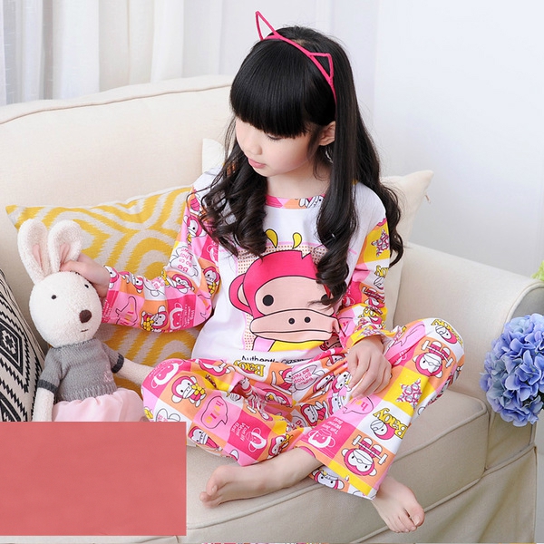 Детска пролетна пижама за момичета с О-образна яка - в 8 различни модела