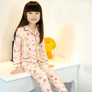 Детска пролетна пижама за момичета с О-образна яка - в 8 различни модела