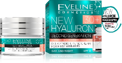 Дневен и нощен крем при първи бръчки 30 + Eveline SPF8 New Hyaluron, 50 мл 