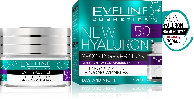 Дневен и нощен крем-серум с лифтинг ефект 50 + Eveline SPF8 New Hyaluron, 50 мл