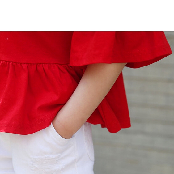 Детска тениска за момичета червен цвят