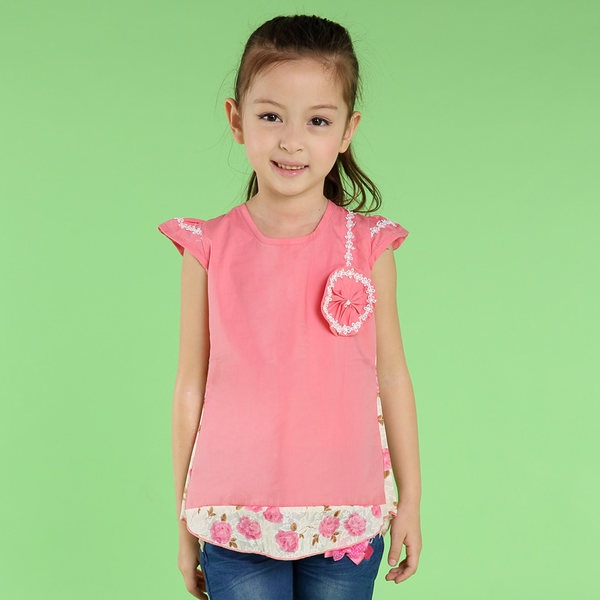 Детски роклички с къс ръкав - топ цветове и модели със цветенца - син, кафяв, лилав, розов