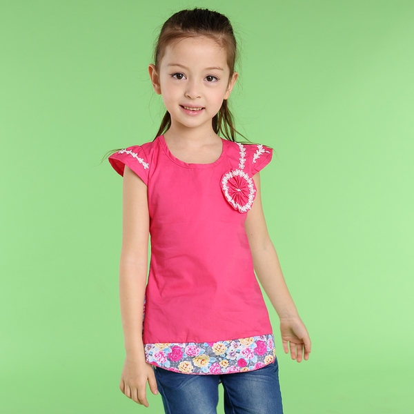 Детски роклички с къс ръкав - топ цветове и модели със цветенца - син, кафяв, лилав, розов