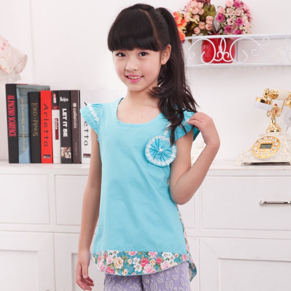 Детски роклички с къс ръкав - топ цветове и модели със цветенца - син, кафяв, лилав, розов