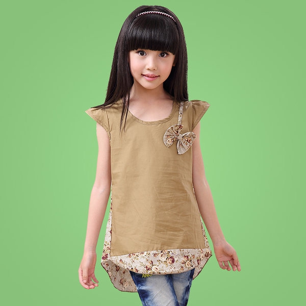 Детски роклички с къс ръкав - топ цветове и модели със цветенца - син, кафяв, лилав, розов