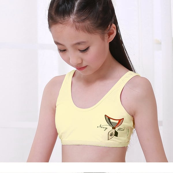 Детско памучно бюстие - различни модели и цветове за момичета - червено, бяло, жълто, синьо с емблема