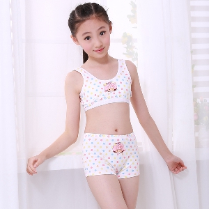 Детско памучно бюстие - различни модели и цветове за момичета - червено, бяло, жълто, синьо с емблема