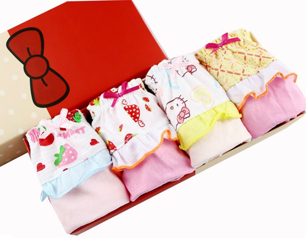 Детско памучно бельо - 4 бройки за момичета