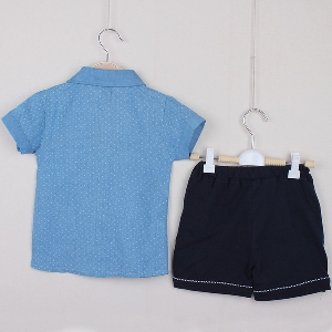 Детски комплект риза и панталон за момчета с папионка и апликация