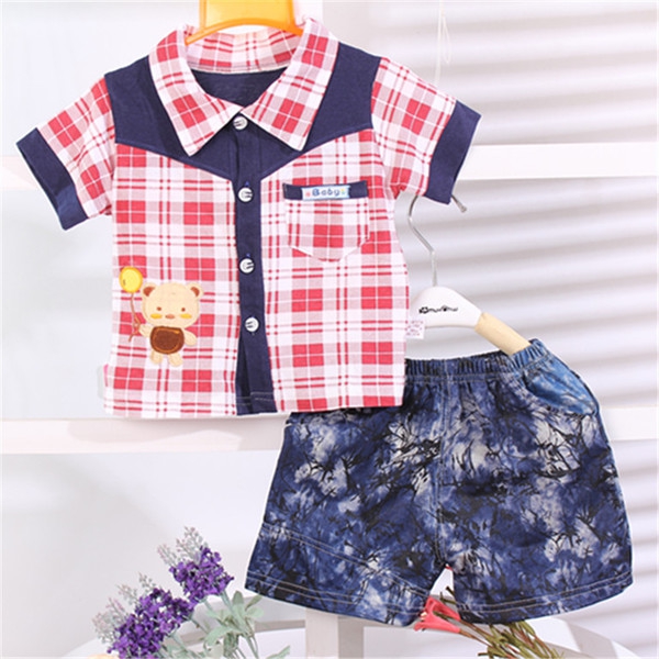Бебешки памучен комплект риза и панталон за момчета