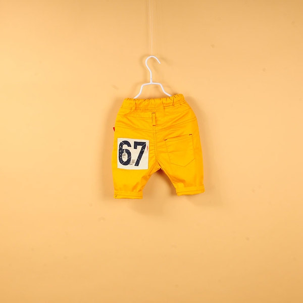 Къси ластични панталони за деца подходящи за момчета - жълти и сини