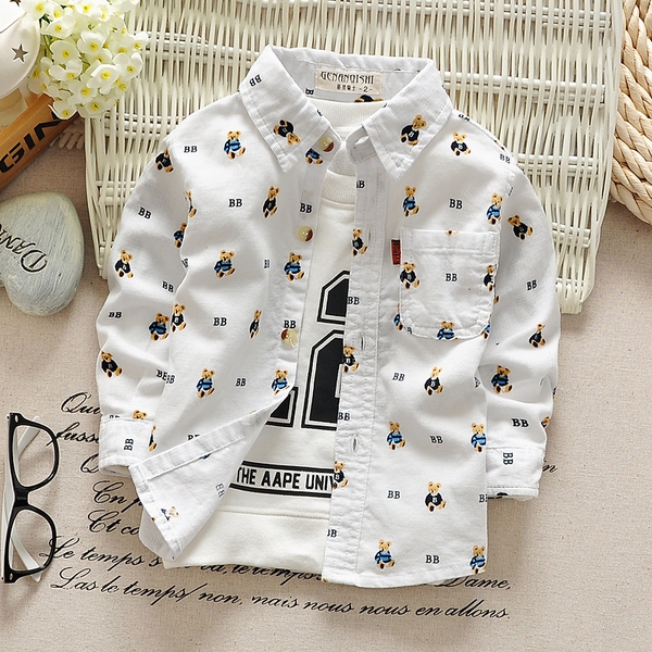 Μακρυμάνικο παιδικό πουκάμισο για αγόρια - διάφορα μοντέλα σε κίτρινο, λευκό, μαύρο χρώμα - με λουλούδια