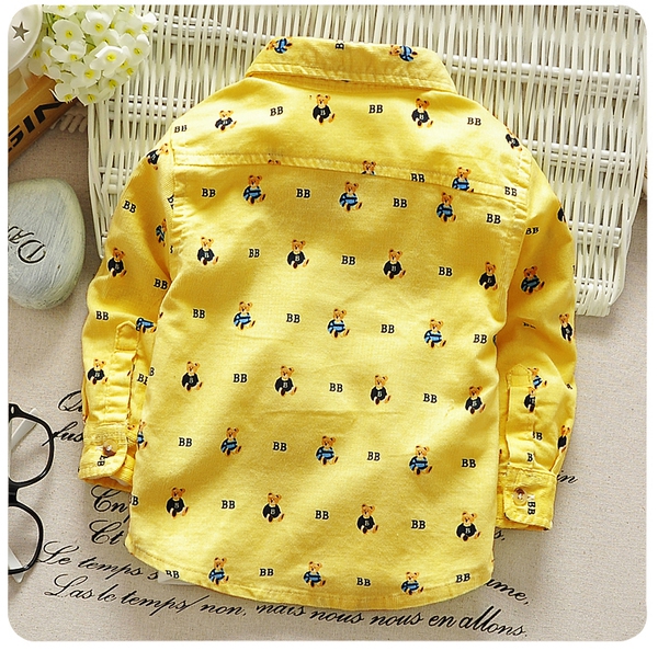 Μακρυμάνικο παιδικό πουκάμισο για αγόρια - διάφορα μοντέλα σε κίτρινο, λευκό, μαύρο χρώμα - με λουλούδια