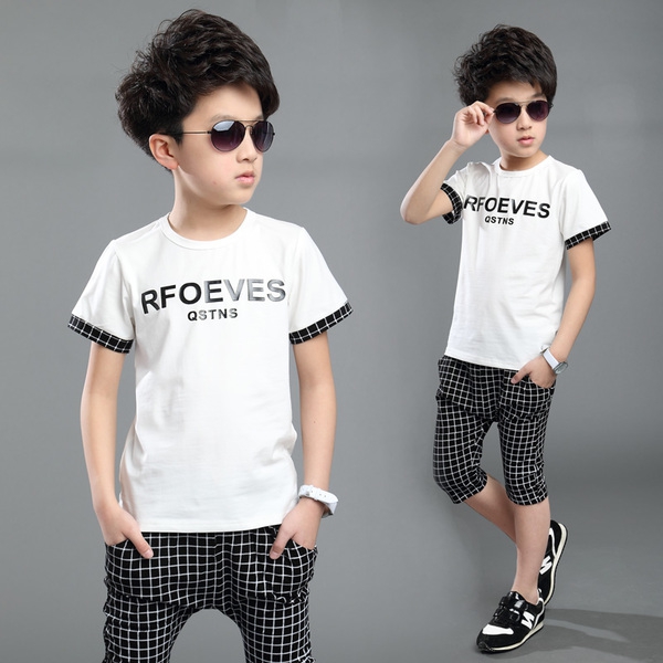 Детски летни комплекти с къс ръкав тениска и  шорти за момчета 