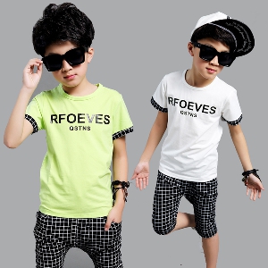 Детски летни комплекти с къс ръкав тениска и  шорти за момчета 