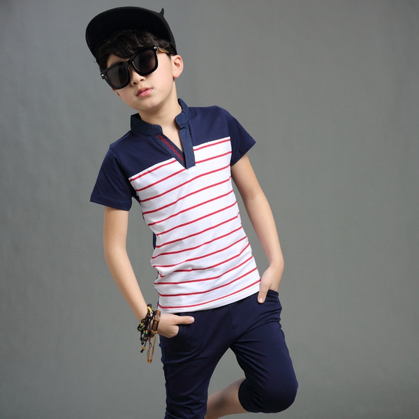 Детски летни комплекти с къс ръкав тениска и  шорти за момчета 