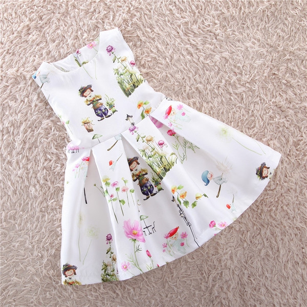 Детска стилна рокля в бяло и розово. 