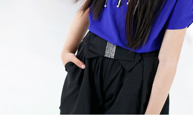 Детски летни къси панталони за момичета в три цвята - червен, син и черен