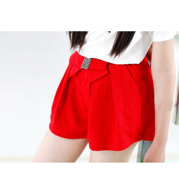 Детски летни къси панталони за момичета в три цвята - червен, син и черен
