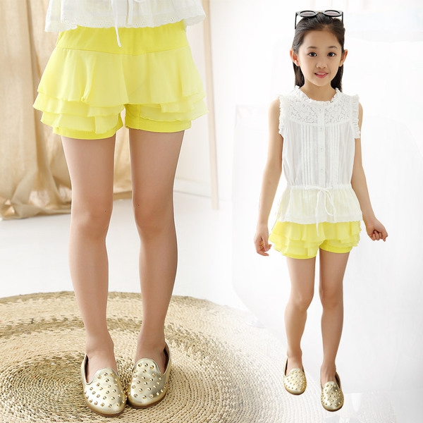 Детски летни къси панталони - стилни и модерни за момичета в три цвята - жълти, розови и черни