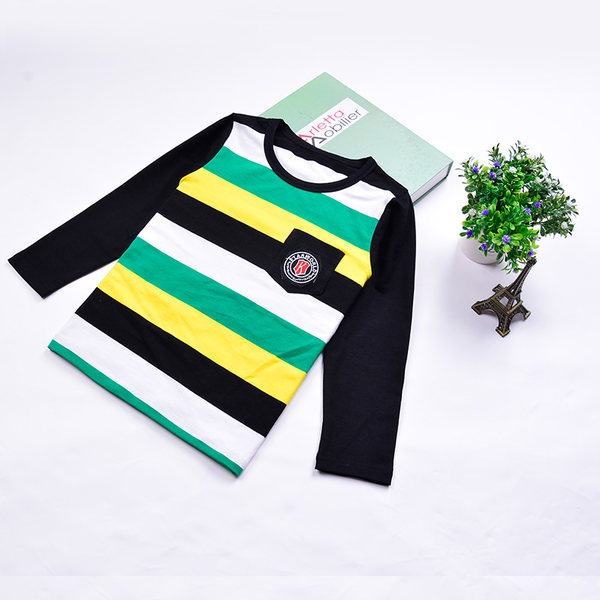 Детска тениска с дълъг ръкав за момчета - топ модели в син, лилав, жълт, червен - различни раирани и анимирани варианти