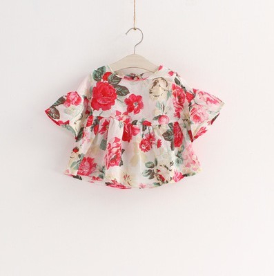Лятна цветна детска туника за момичета - топ модел със цветя 