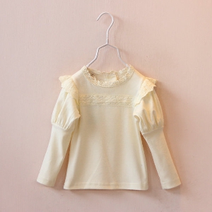 Детска памучна дантелена блуза с дълъг ръкав - подходящ за пролет, есен и зима в няколко цвята