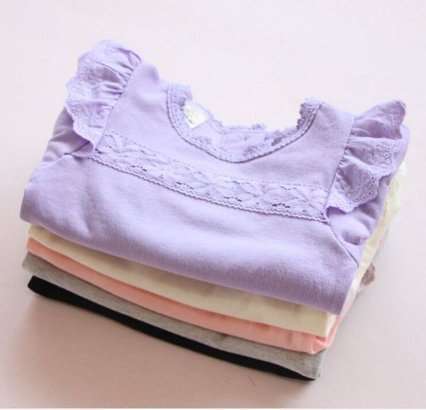 Детска памучна дантелена блуза с дълъг ръкав - подходящ за пролет, есен и зима в няколко цвята