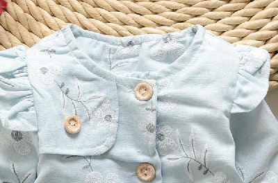 Детска дантелена риза за момичета - пролетна и памучна в два цвята - син и розов