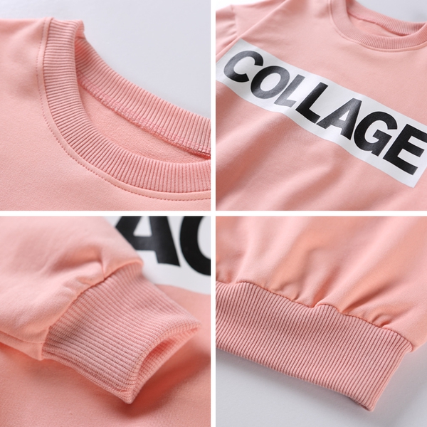 Детска блуза за момичета с дълъг ръкав и надпис отпред - жълта и розова 