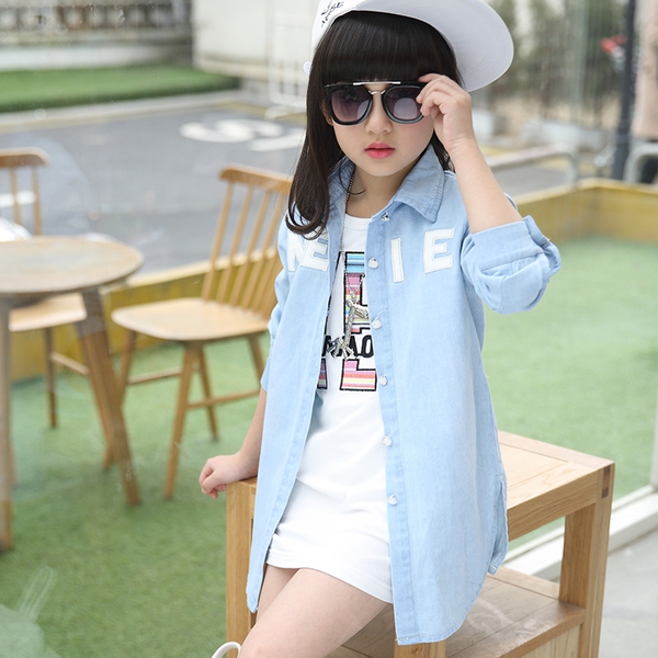 Детска дънкова риза за момичета - топ модел в няколко размера 