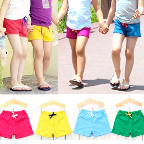 Детски къси панталони за момичета в зелен,син,лилав и червен цвят 