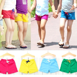 Детски къси панталони за момичета в зелен,син,лилав и червен цвят 