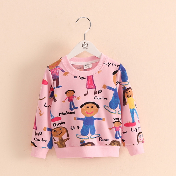 Детски цветни тениски - бяла и розова за момичета, с дълги ръкави