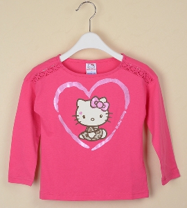 Сладки детски тениски за момичета Хелоу Кити - в розов,син,оранжев и лилав цвят