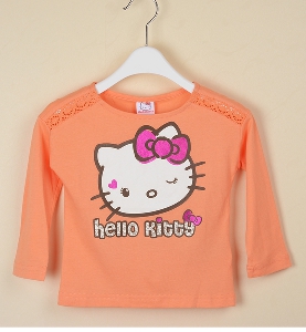 Сладки детски тениски за момичета Хелоу Кити - в розов,син,оранжев и лилав цвят