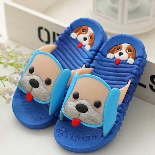 Детски чехлички с кученца в синьо червено и розово