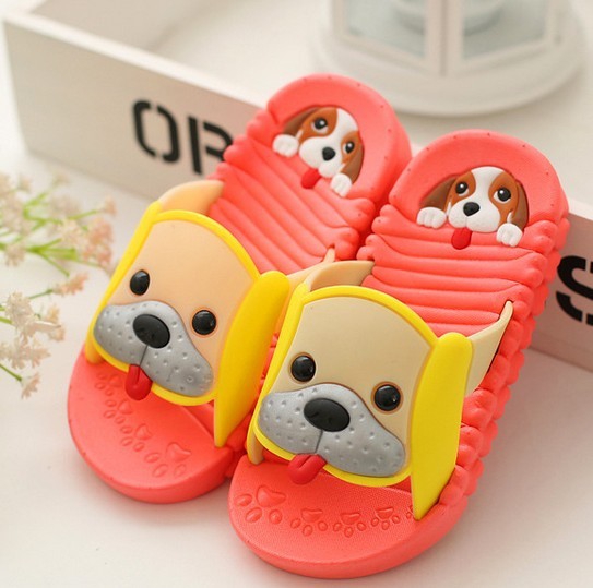 Детски чехлички с кученца в синьо червено и розово