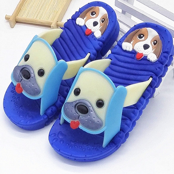 Детски чехлички с кученца в синьо червено и розово