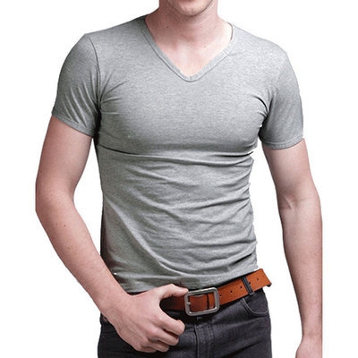 Мъжки летни тениски с V - образни деколтета - жълт, син, оранжев, зелен