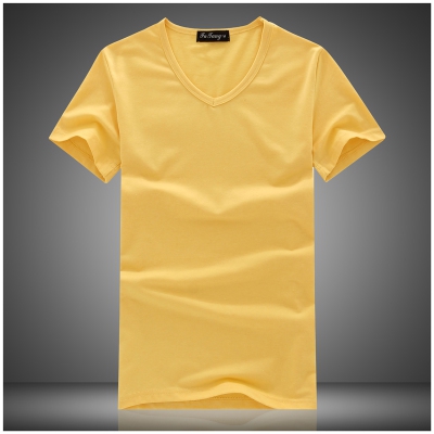 Мъжки летни тениски с V - образни деколтета - жълт, син, оранжев, зелен