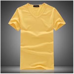 Ανδρικά πουκάμισα καλοκαίρι με V - σχήμα λαιμό - κίτρινο, μπλε, πορτοκαλί, πράσινο