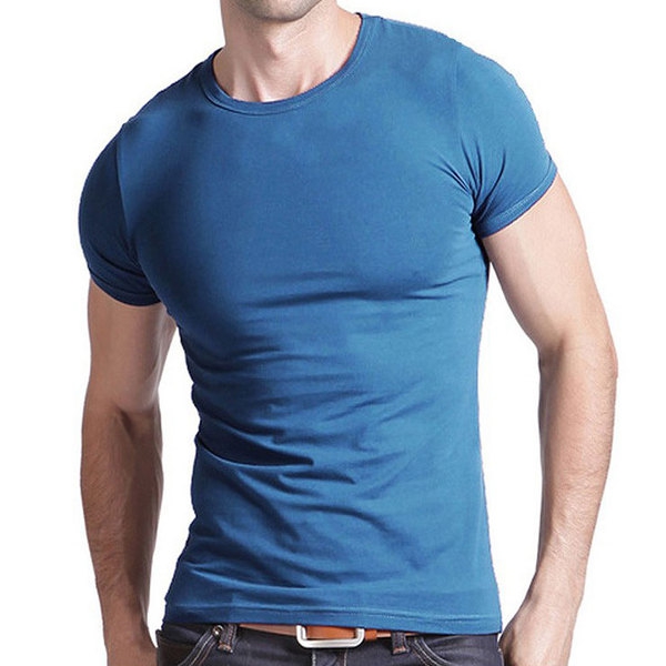 Мъжки летни тениски с V - образни деколтета - жълт, син, оранжев, зелен