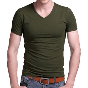Мъжки летни тениски с V - образни деколтета - жълт, син, оранжев, зелен