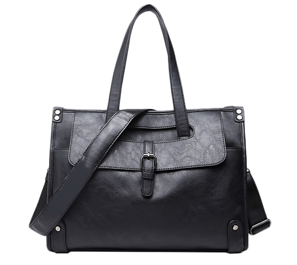 Стилна мъжка бизнес чанта от изкуствена кожа в черен цвят