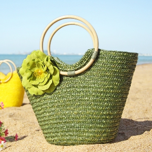  Γυναικεία τσάντα παραλία  με λουλούδι