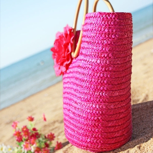  Γυναικεία τσάντα παραλία  με λουλούδι