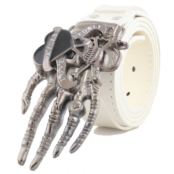 Δερμάτινη ζώνη και  πόρπη από γαλβανισμένο ατσάλι - μήκος 110 εκατοστά, πλάτος 3,6 εκατοστά