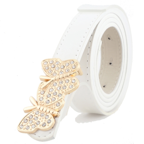 Дамски колан с гладка катарама "пеперуда"  в няколко цвята - лилав, кафяв, бял, розов, червен, жълт и черен